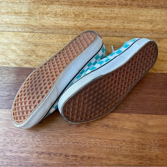 Vans Teal & White Checkered Canvas Classic Lace Up Sneakers - EUC Only Worn Once - Picture 7 of 7